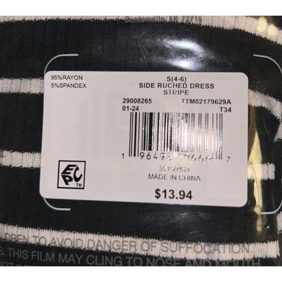 Time and Tru Maternity Short Sleeve Striped Dress Size L Scoop Neck Side Ruching - Picture 6 of 6